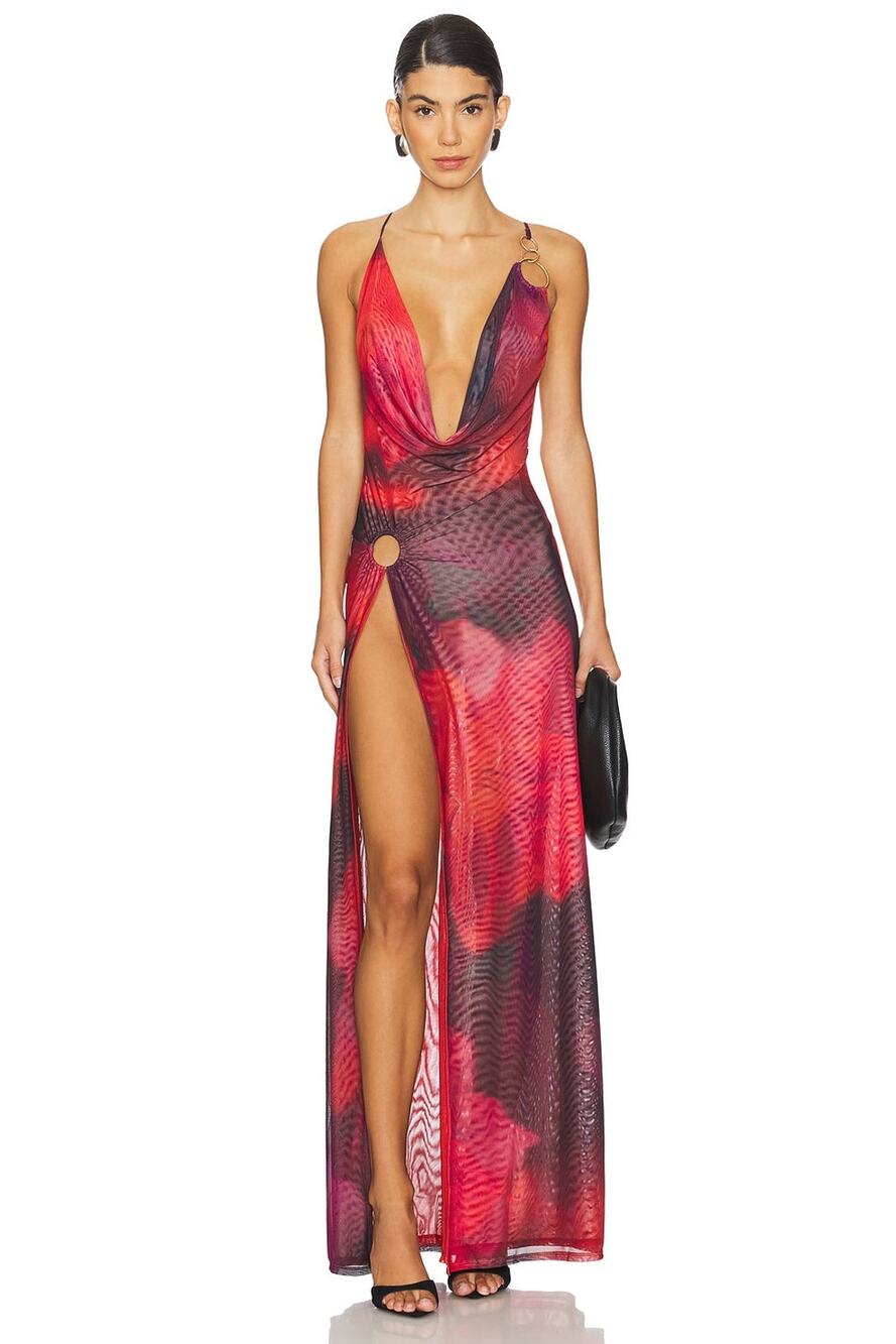 Jaded London Vixen Maxi Dress in Blur Floral Print